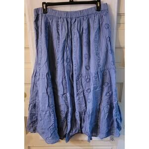 Fat Face Blue Eyelet Maxi Skirt, Size 14
